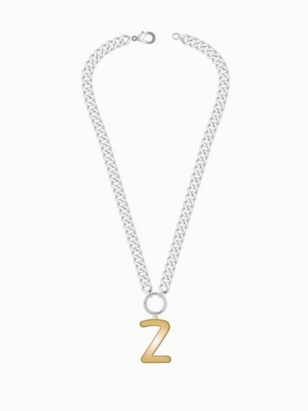 Mixed Metal Initial Bubble Letter Necklace, Letter Z